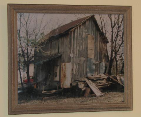 A photo of the two-room shack where Congressman Cleaver grew up, in Wichita Falls, Texas