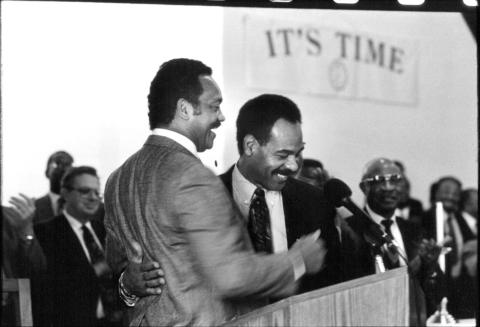 Mayor Emanuel Cleaver and Reverend Jesse Jackson, courtesy of The Kansas City Star photo archive