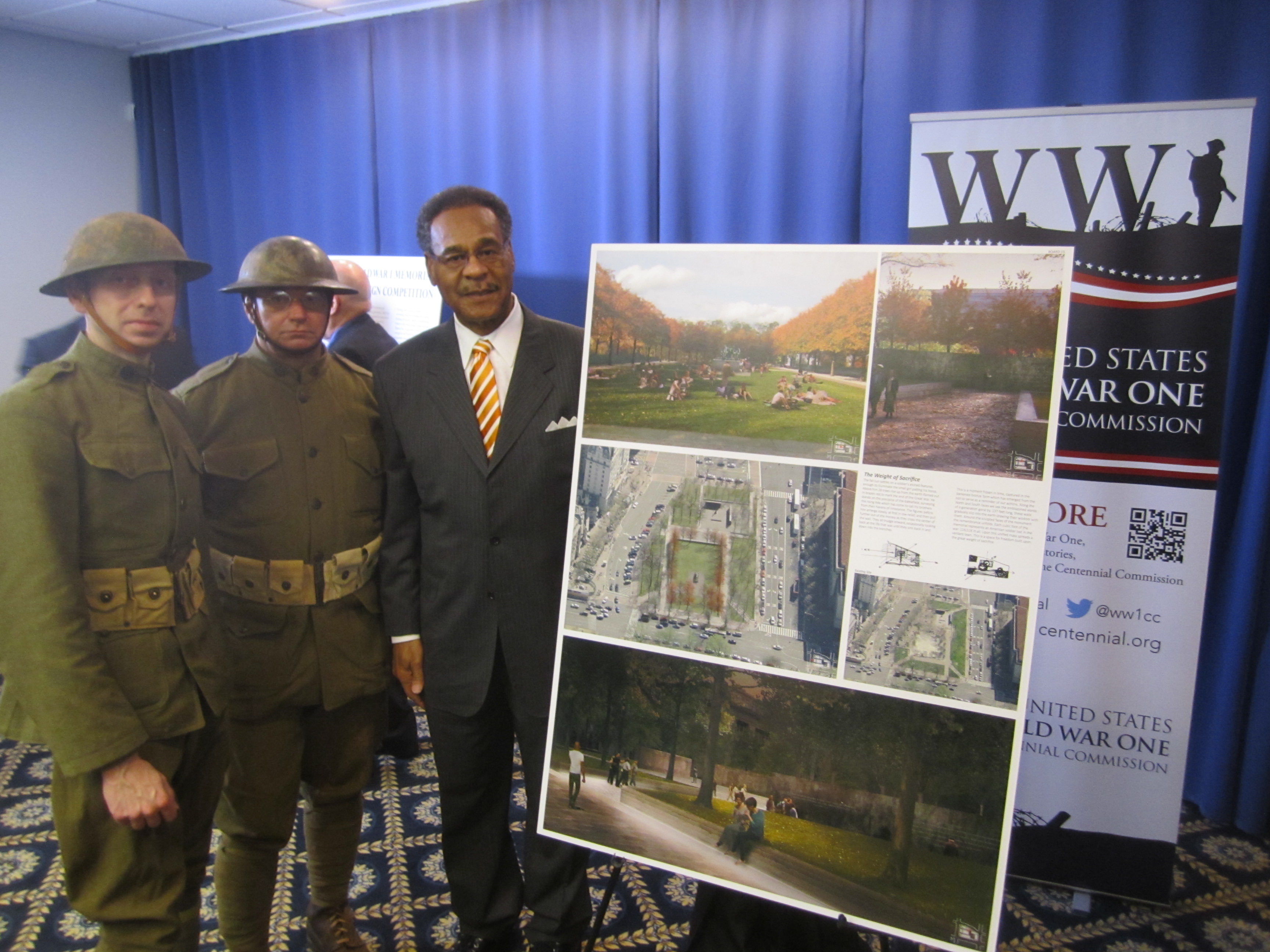 Congresman Cleaver joins World War I reenactors at the World War I Centennial Commission's announcement on Tuesday.