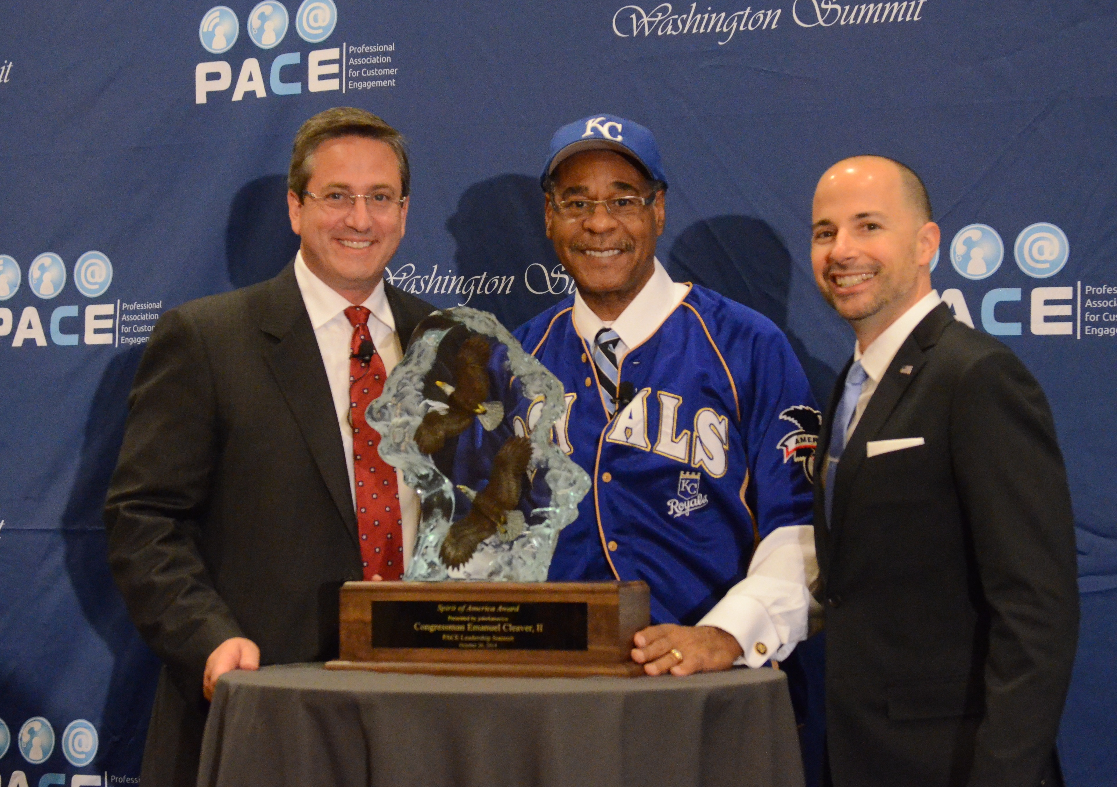 Phillip Grudzinski, president and CEO of Professional Association of Customer Engagement, Congressman Emanuel Cleaver, II, and Matt Zemon, Chairman job4america and CEO of American Support.